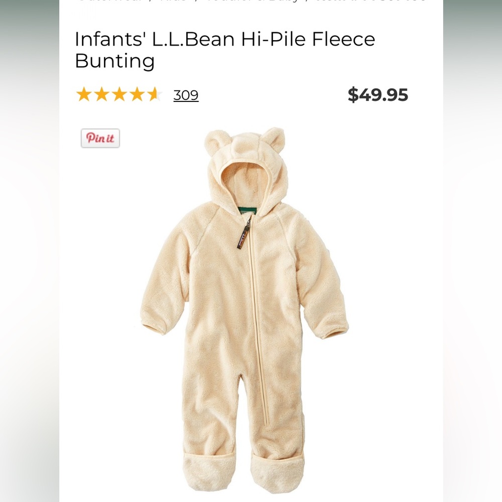 L.L. Bean Baby Fleece Bunting